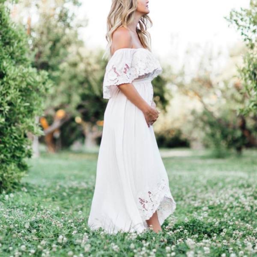 NWT White Maternity Gown Hi-Low
